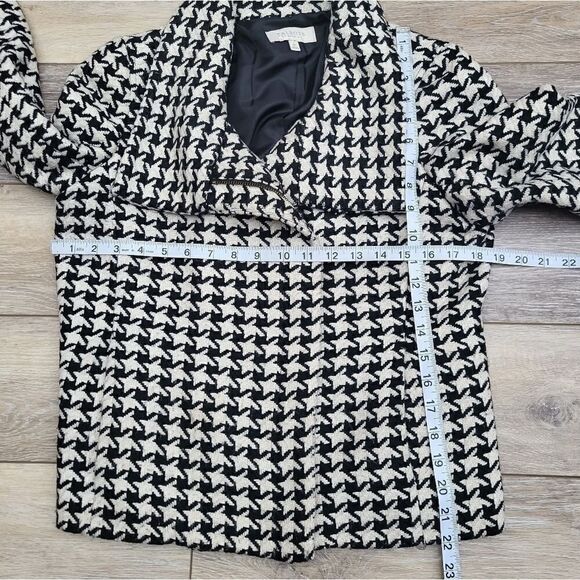 Talbots Women Wool Blend Jacket Coat Black White Houndstooth Shawl Collar 8p - Picture 3 of 13